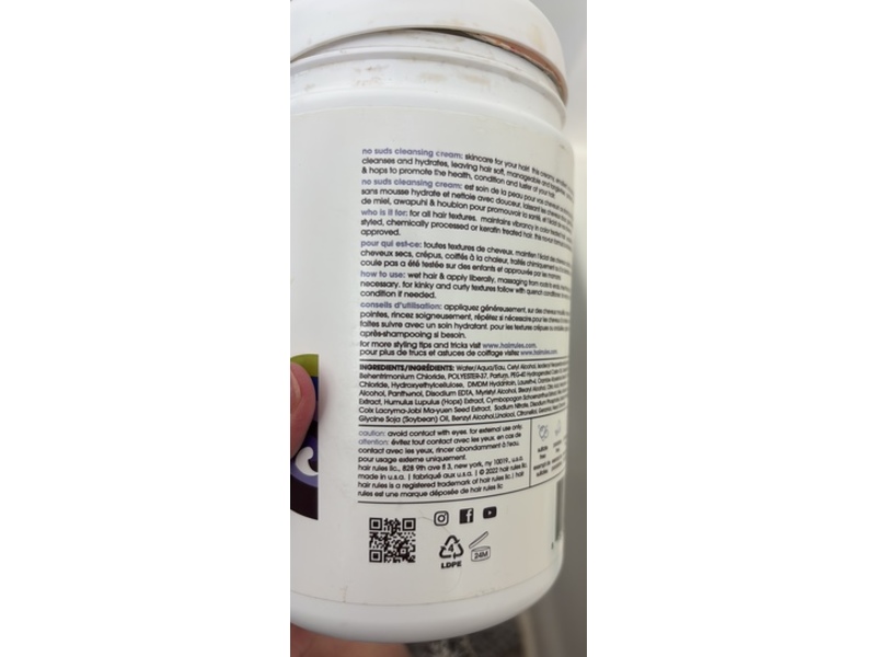 Hair Rules No Suds Cleansing Cream, 25 fl oz/739 mL