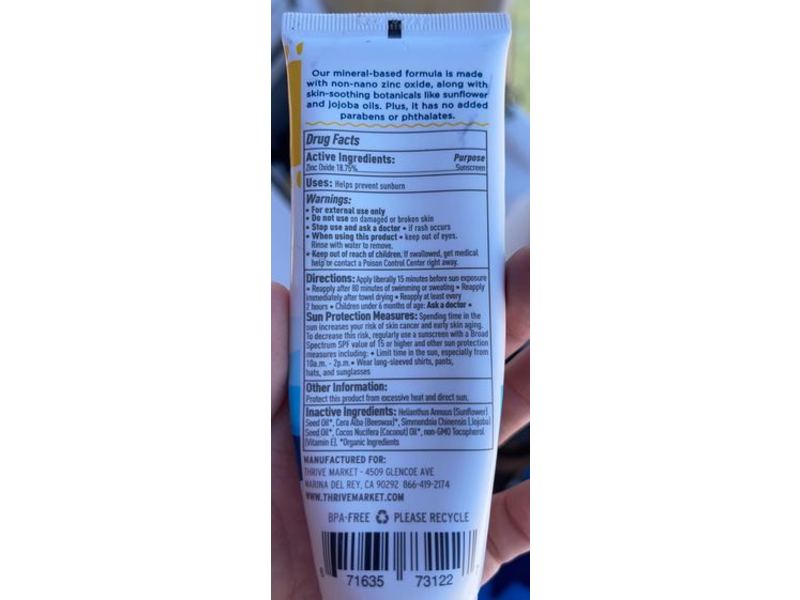 Thrive Market Mineral Sunscreen, SPF 30, 3 fl oz/88 mL