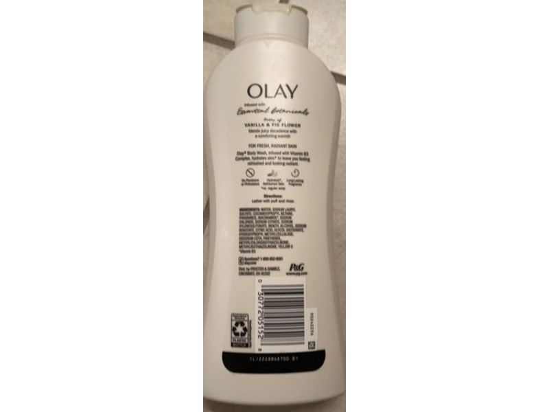 Olay Essential Botanicals Body Wash, Vanilla & Fig Flower, 23.6 fl oz/700 mL