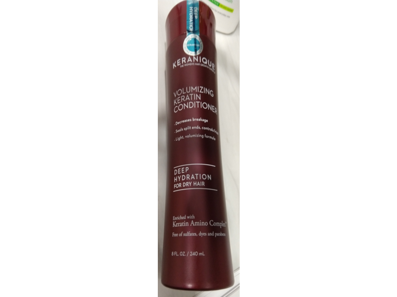Keranique Volumizing Keratin Conditioner, Deep Hydration For Dry Hair, 8 fl oz/240 mL