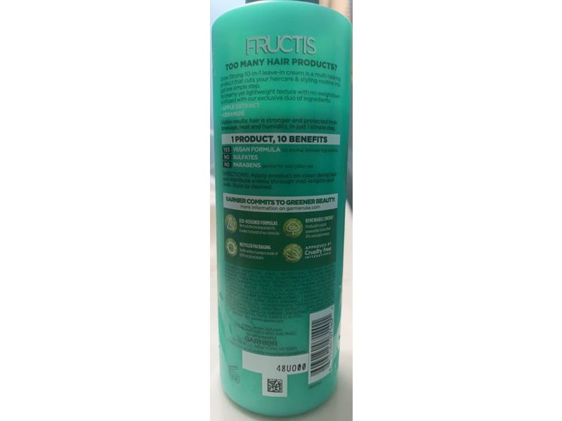 Garnier Fructis Grow Strong 10-In-1 Leave In Cream, 12 fl oz/355 mL