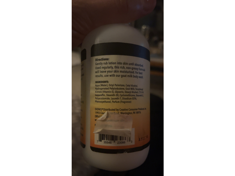 Dionis Natural Goat Milk Lotion, Honey Suckle & Coconut, 8.5 fl oz/250 mL