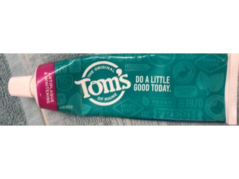 Tom's Of Maine Antiplaque & Whitening Tooth Paste, Peppermint, 5.5. oz/155.9 g, Pack Of 2