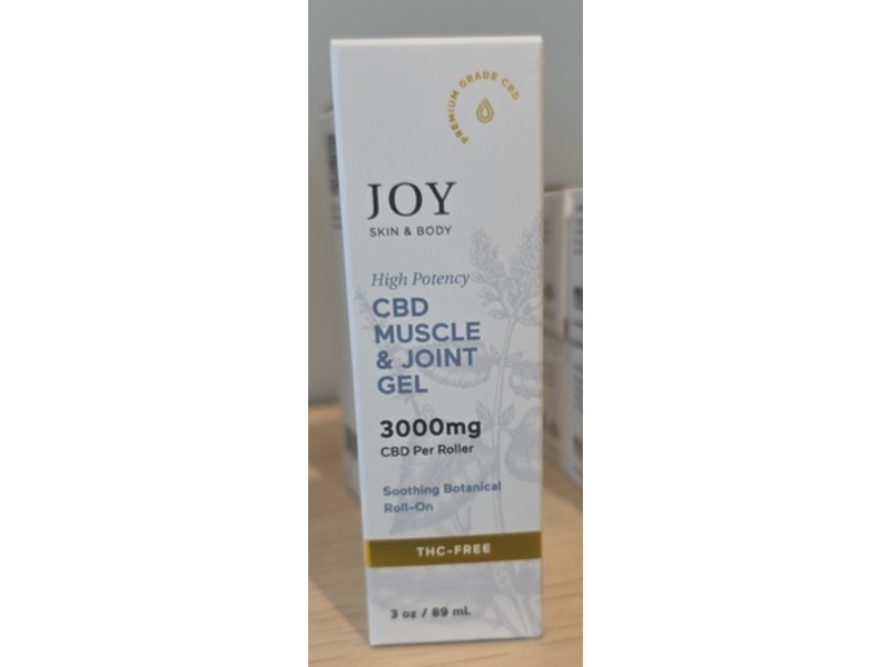 Joy Skin & Body High Potency CBD Muscle & Joint Gel, 3000 mg, 3 fl oz/89 mL