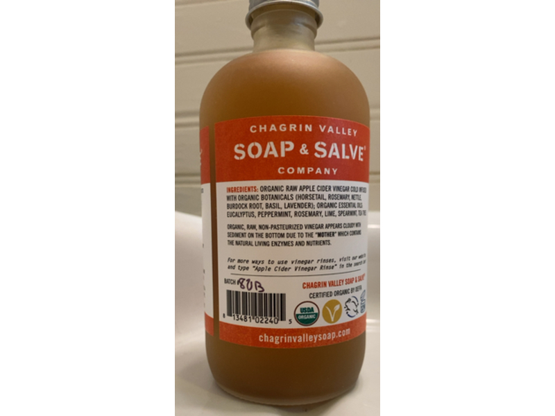 Chagrin Valley Soap & Salve Co Apple Cider Vinegar Hair Rinse, Fresh Mint Scent, 9 fl oz/266 mL