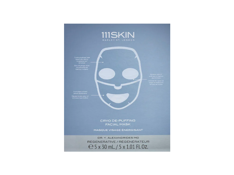 111 Skin Cryo De-Puffing Facial Mask, 1.01 fl oz/30 mL, 5 Count