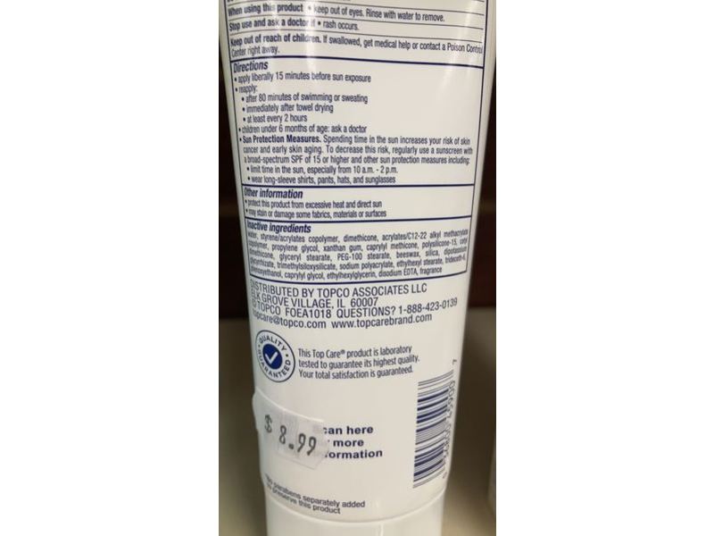 TopCare Ultimate Sheer Sun Lotion, SPF 70, Paraben Free, 3 fl oz/89 mL
