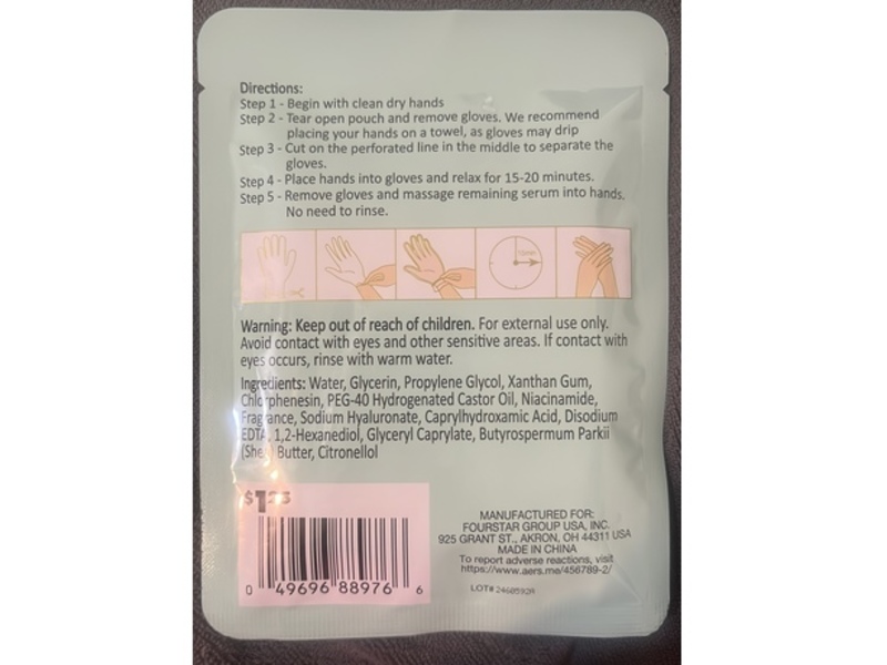 b.Pure Hydrating Hand & Nail Gloves, Rose Scented, 0.85 oz/24 g, 1 Pair