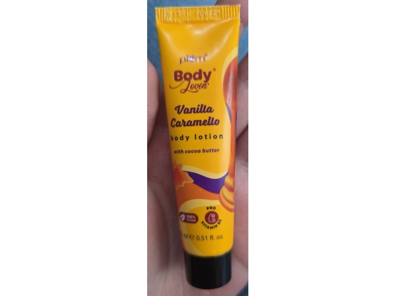 Plum Body Lovin Body Lotion, Vanilla Caramello, Cocoa Butter, 0.51 fl oz/15 mL