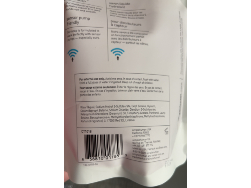 Simplehuman Liquid Hand Soap, Geranium, 34 fl oz/1 L