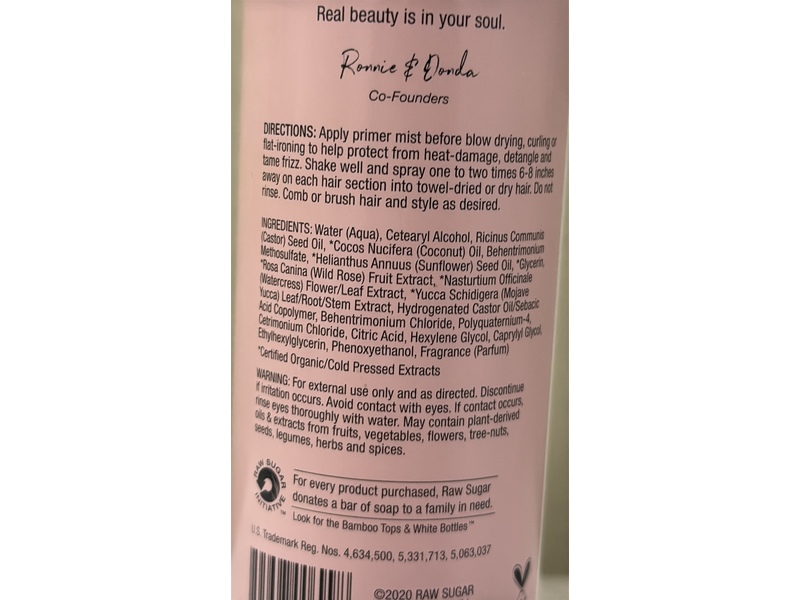 Raw Sugar Pro Remedy Leave-In Primer Mist, Wild Rose + Watercress, 7 fl oz/207 mL