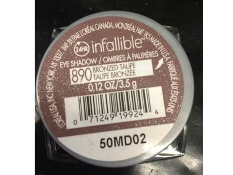 L'Oreal Paris Infallible 24 HR Eye Shadow, Bronzed Taupe, 0.12 oz/3.5 g