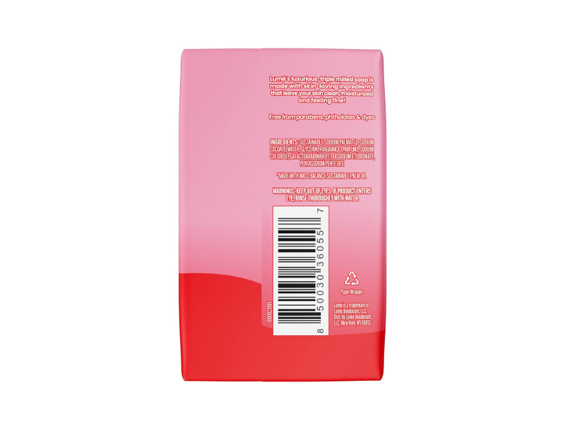 Lume Triple Milled Soap, Peony Rose, 5 oz/142 g