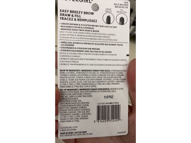 Covergirl Easy Breezy Brow Draw & Fill Set, Rich Brown, 0.005 oz/0.16 g, 0.02 oz/0.63 g