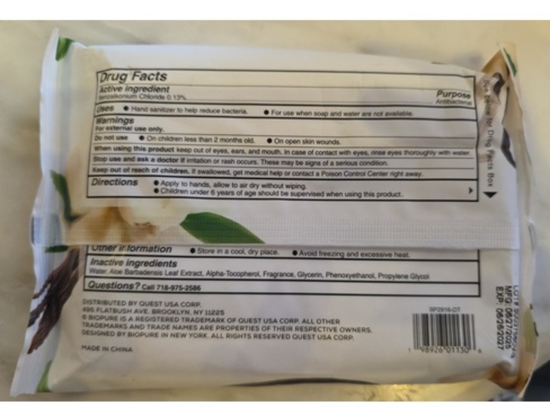 Biopure Anti-Bacterial Hand Wipes, Cozy Vanilla, 40 Count