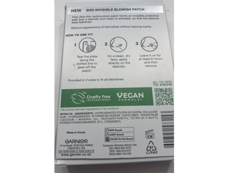 Garnier Pure Active 8H Invisible Blemish Patch, 22 Count