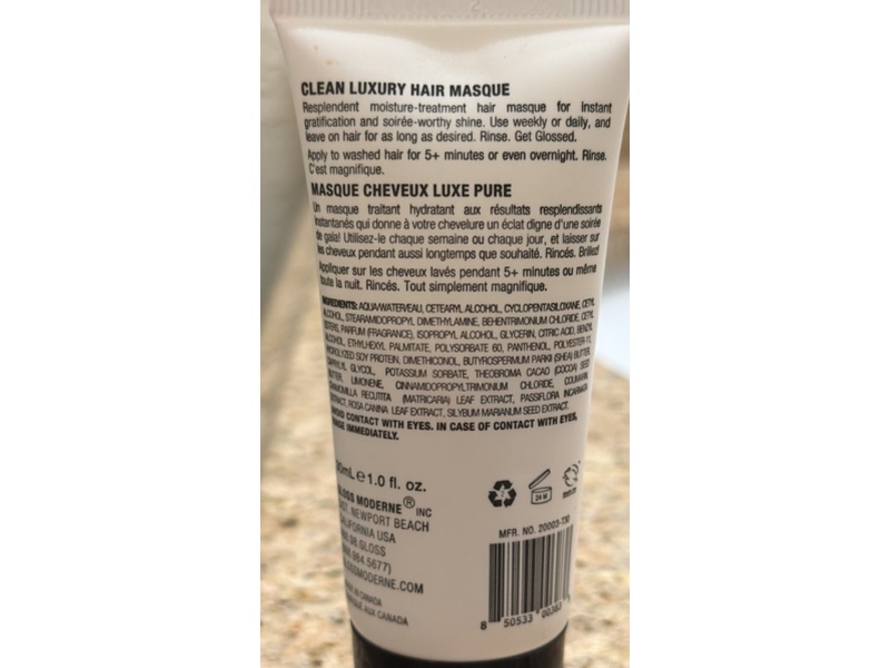 Gloss Moderne Clean Luxury Hair Masque, Sun, 1.0 fl oz/30 mL