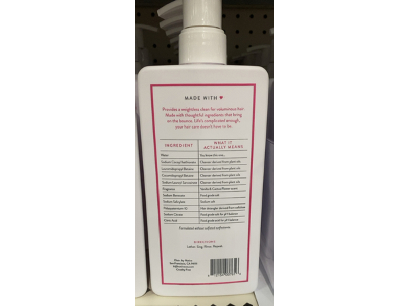 Native Volumizing Shampoo, Vanilla & Cactus Flower, 16.5 fl oz/487 mL