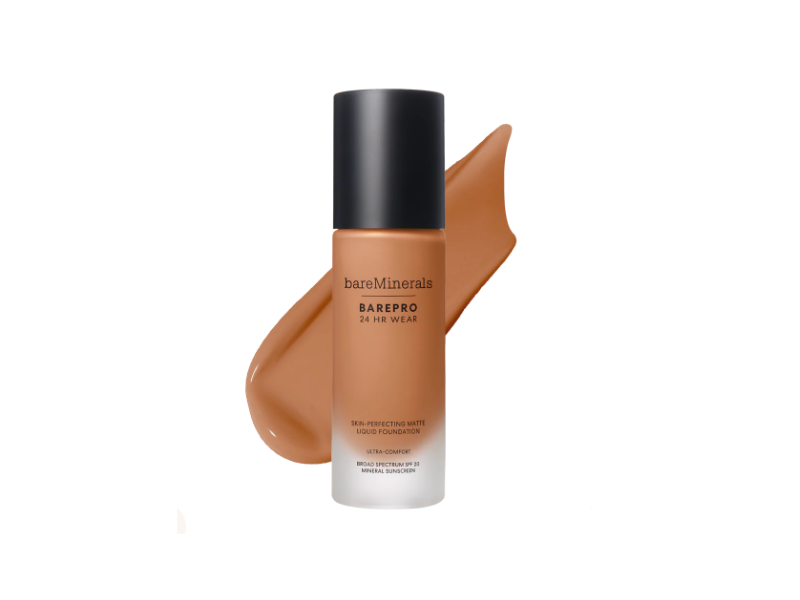 bareMinerals Barepro Skin-Perfecting Matte Liquid Foundation, SPF 20, Medium Deep 46 Neutral, 1 fl oz/30 mL