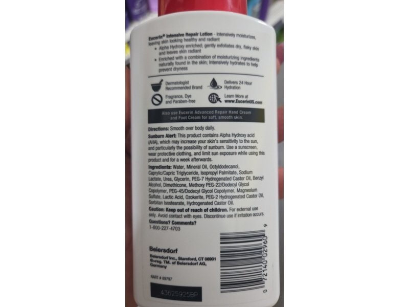 Eucerin Intensive Repair Lotion, Rich, 6.8 fl oz/200 mL