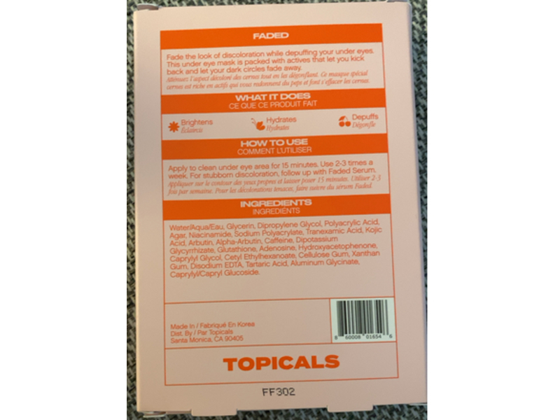 Topicals Faded Brightening & Clearing Eye Masks, 6 Pairs