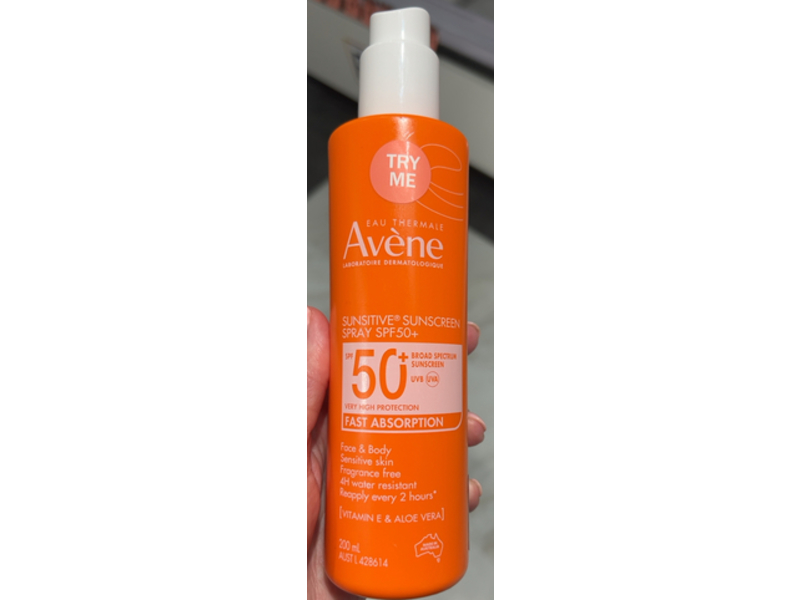 Avene Sunsitive Sunscreen Spray, SPF 50+, 200 mL