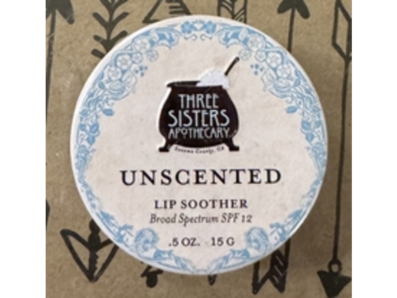 Three Sisters Apothecary Unscented Lip Soother, SPF 12, 0.5 oz/15 g