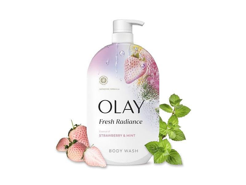 Olay Fresh Radiance Body Wash, Strawberry & Mint Scent, 35 fl oz/1.03 L