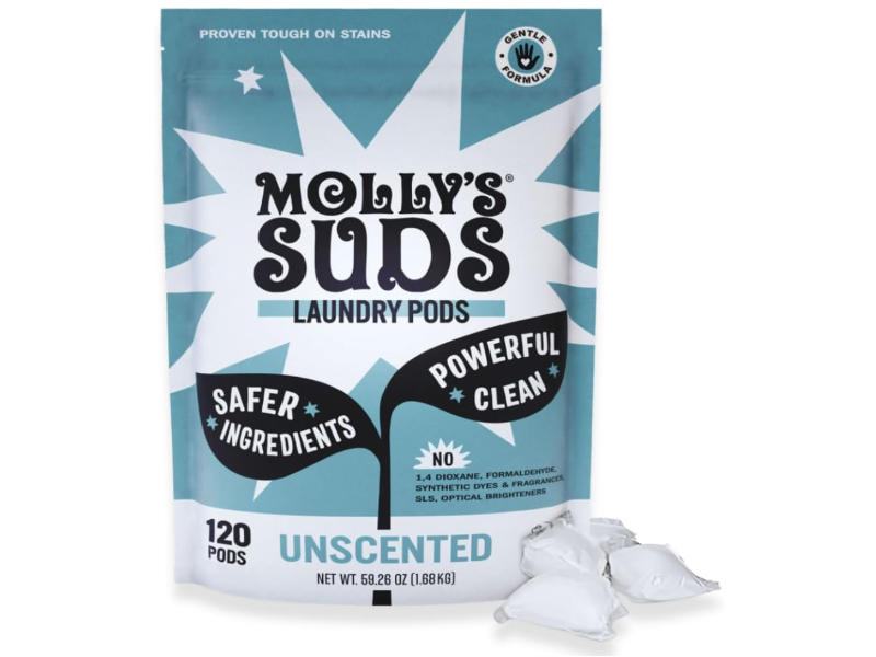 Molly's Suds Laundry Detergent Pods, Unscented, 120 Pods