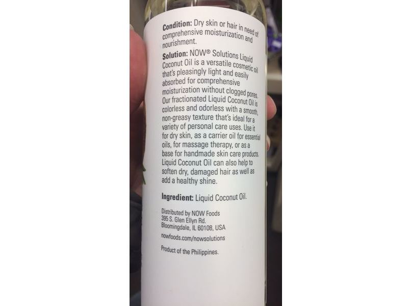Now Solutions Liquid Coconut Oil, 16 oz/473 mL