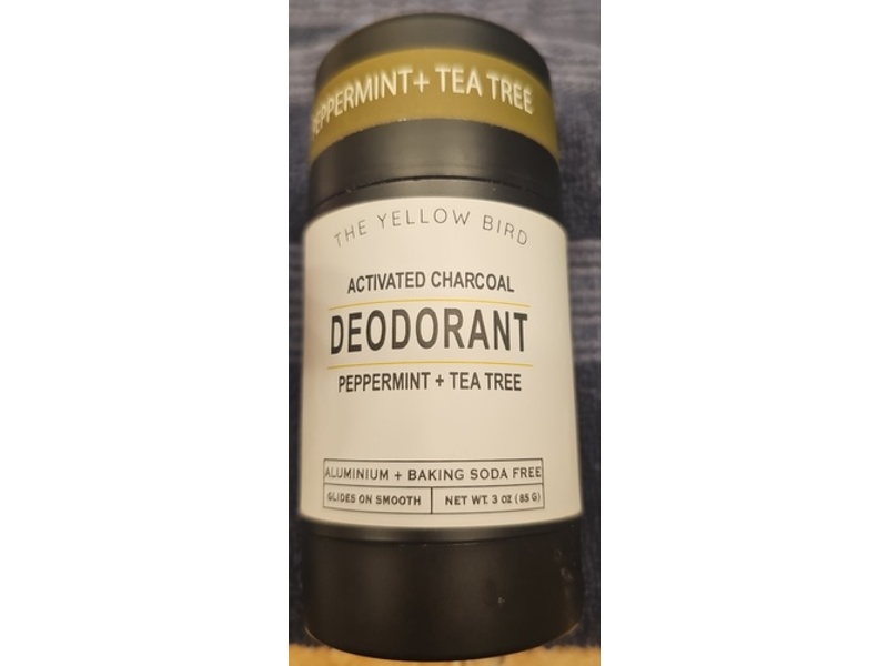 The Yellow Bird Activated Charcoal Deodorant, Peppermint + Tea Tree, 3 oz/85 g