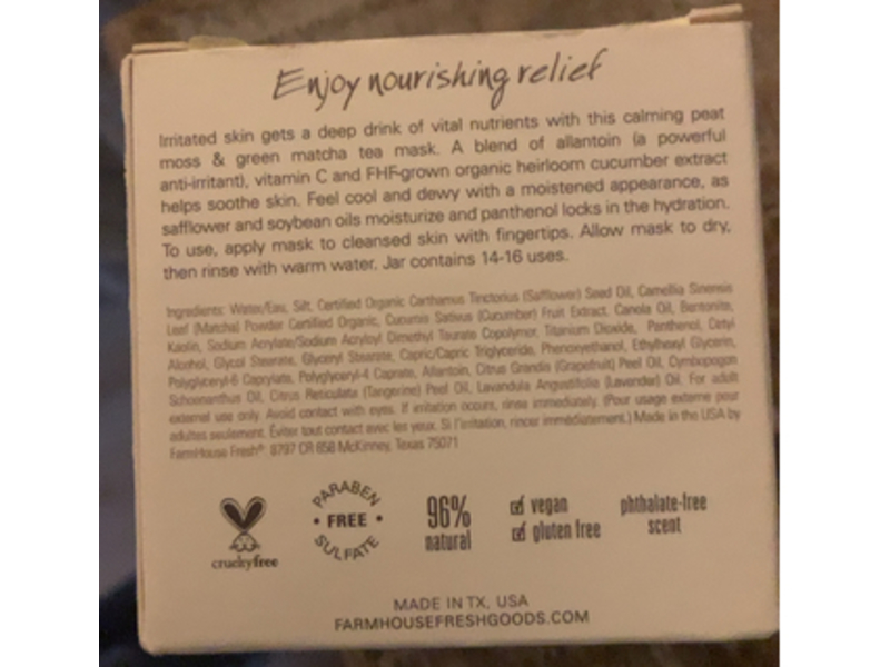 Farmhouse Fresh Matcha Purity Calm & Clear Purification Mask, 3.2 fl oz/94.6 mL