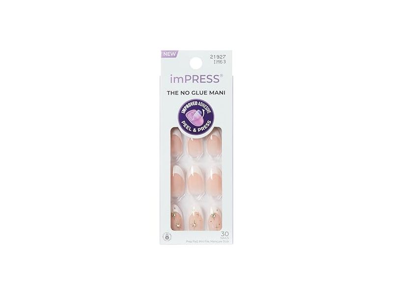 Impress The No Glue Mani Press On Nails, Star Player, 30 Count