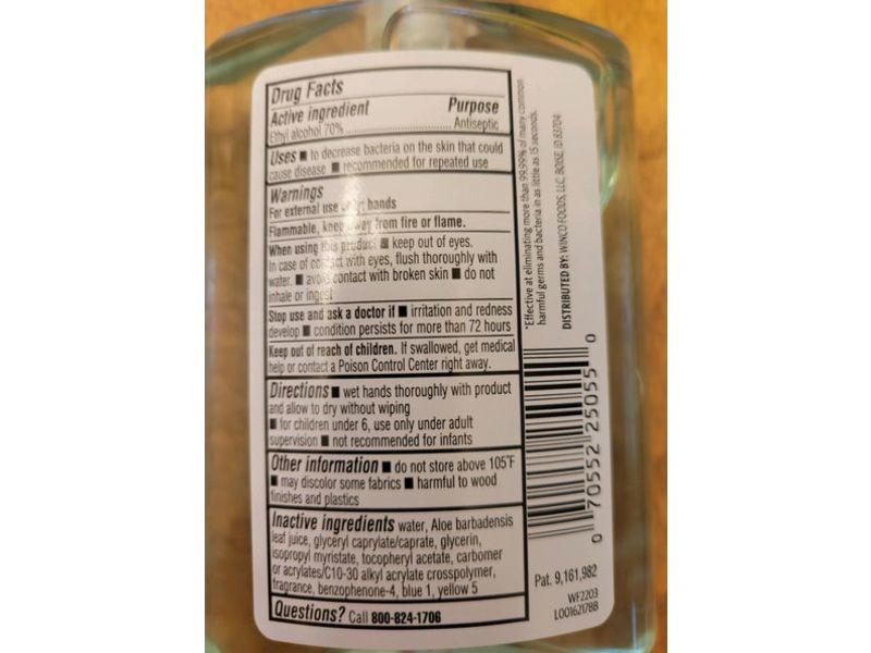 Winco Foods Hand Sanitizer, Aloe, 8 fl oz/236 mL