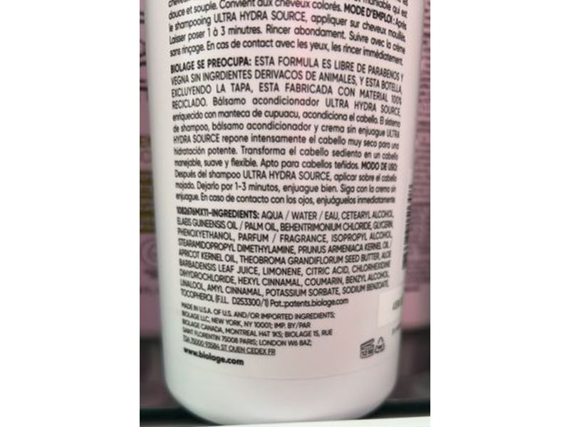 Biolage Ultra Hydra Source Conditioning Balm, 33.8 fl oz/1 L