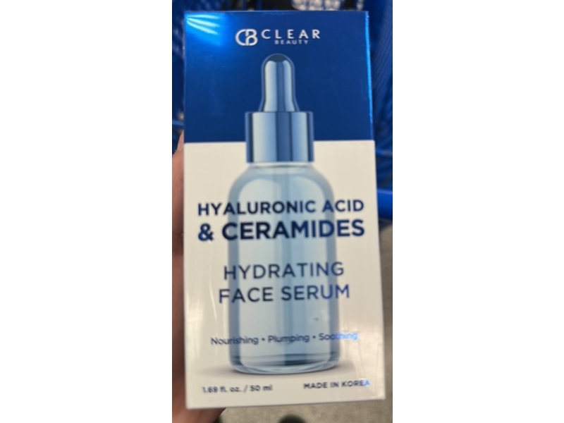 Clear Beauty Hydrating Face Serum, Hyaluronic Acid & Ceramides, 1.69 fl oz/50 mL
