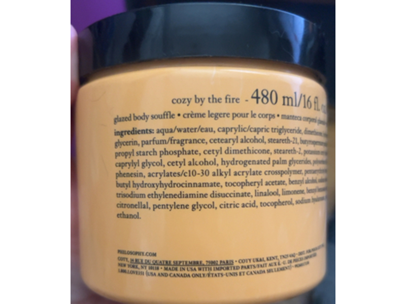 Philosophy Glazed Body Souffle Cream, Cozy by the fire,16 fl oz/480 mL