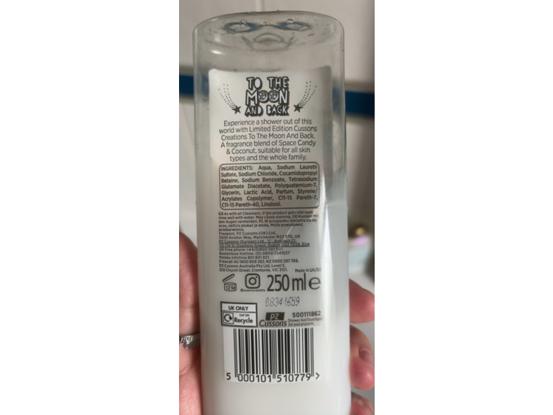 Cussons Creations To The Moon & Back Shower Gel, Space Candy & Coconut Cream, 250 mL, Pack Of 6