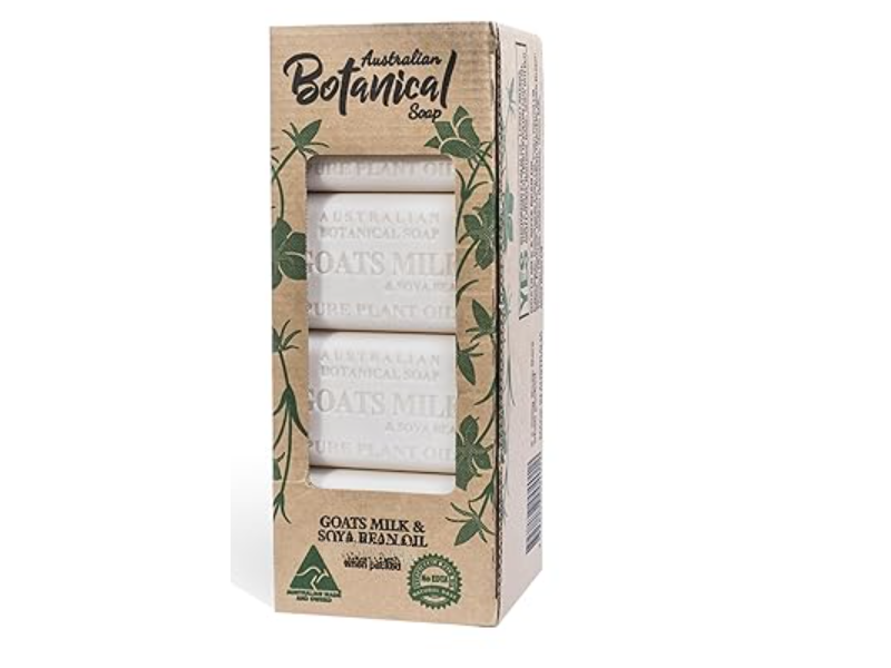 Australian Botanical Soaps Bar Soap, Goats Milk & Soya Bean Oil, 193 g, Pack Of 8