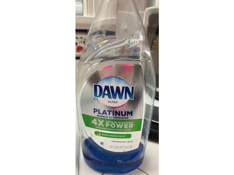 Dawn Ultra Platinum Bleach Alternative Dishwashing Liquid, Green Papaya Scent, 34 fl oz/1.0 L