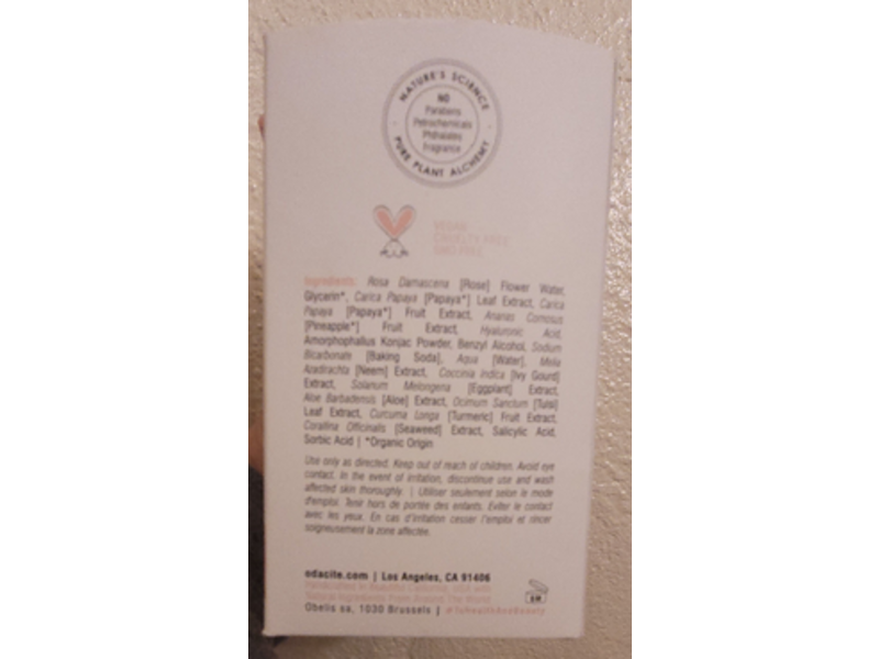 Odacite Pure Elements Bioactive Rose Gommage Baby Soft facial peel, Pineapple + Hyaluronic Acid, 1.69 fl oz / 50 mL