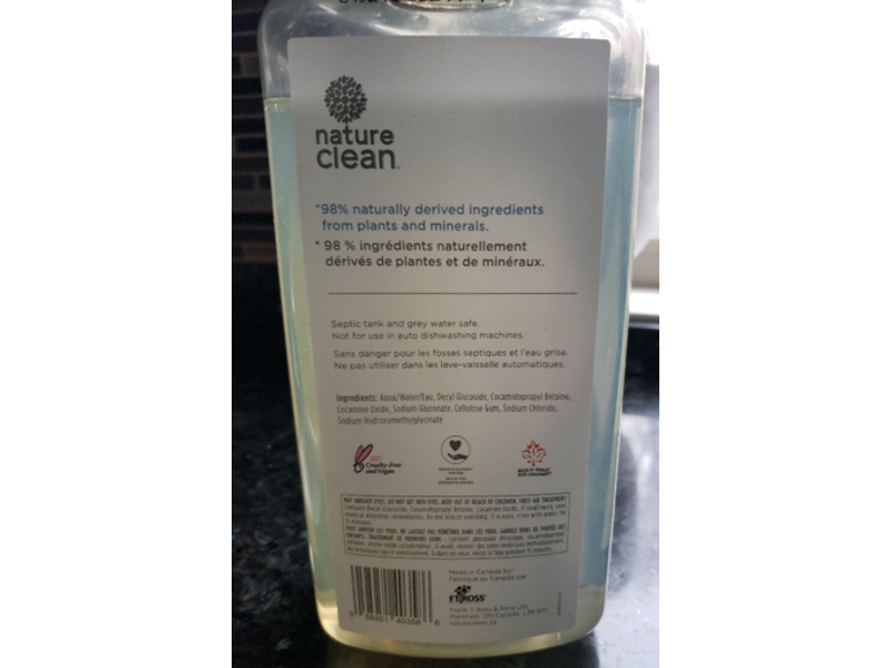 Nature Clean 98% Natural Dish Soap, Fragrance-Free, 50.7 fl oz/1.5 L