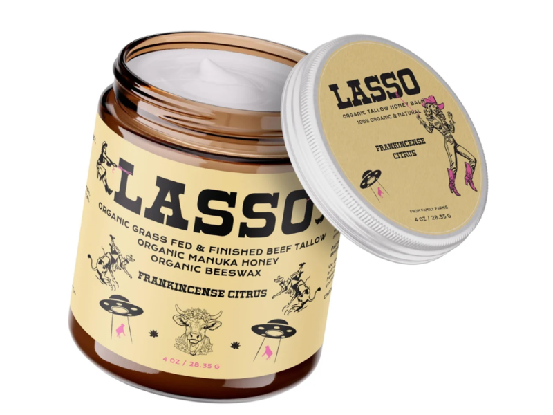 Lasso Organic Tallow & Manuka Honey Moisturizer, Frankincense Citrus, 4 oz/20.35 g
