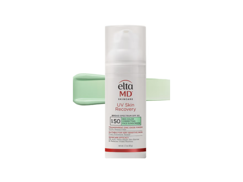 Eltamd Uv Skin Recovery Red Color Correcting Face Sunscreen, Green Tint SPF 50, 1.7 fl oz/48 g