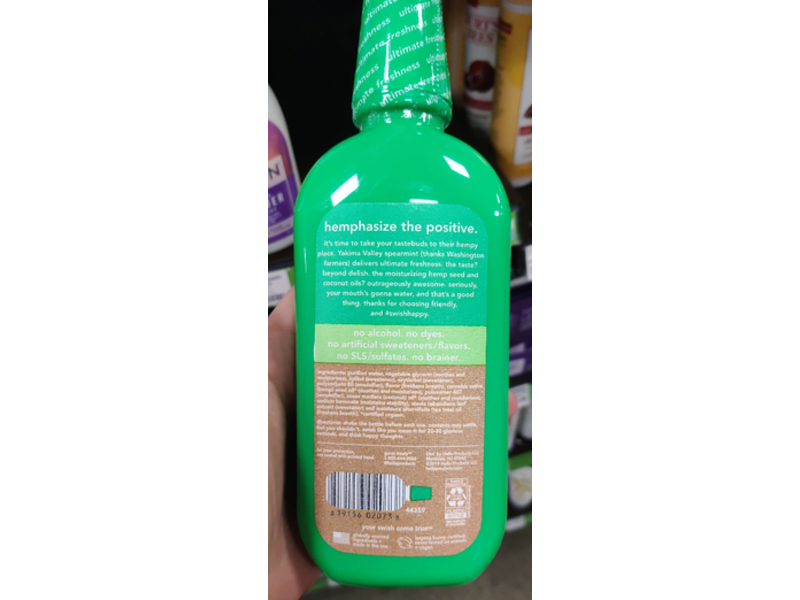 Hello Hemp Seed Oil Extra Moisturizing Mouthwash, Fresh Spearmint, 16 fl oz/473 mL, Pack of 2