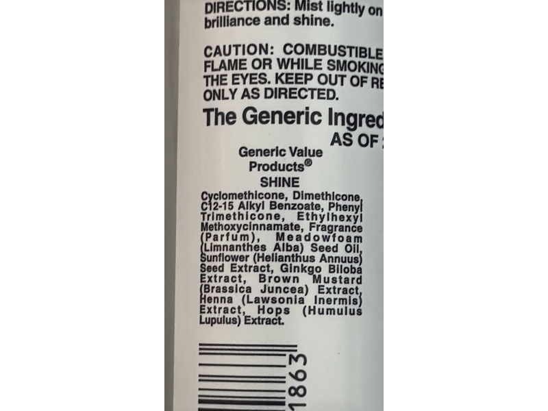 Generic Value Products Shine, Alcohol‑Free, 4 fl oz / 118 mL