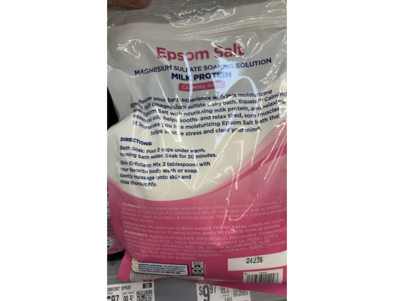 Equate Milk Protein Epsom Salt, Calming Rose, 48 oz/1.36 kg