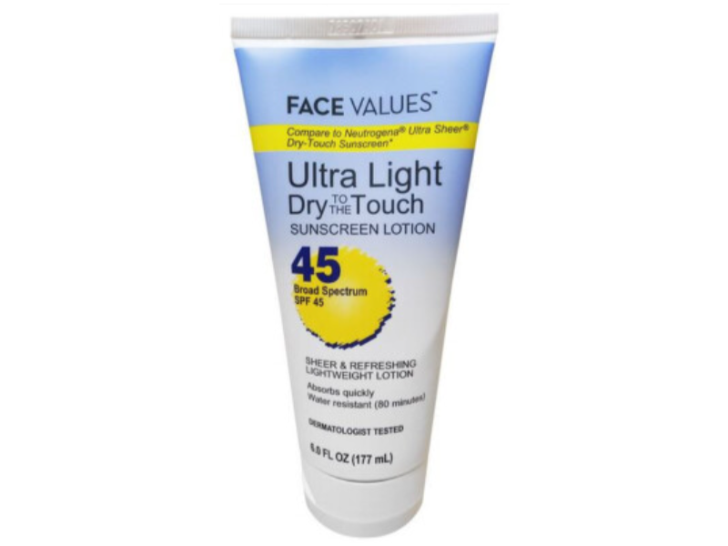 Face Values Ultra Light Sunscreen Lotion, SPF 45, 6.0 fl oz/177 mL