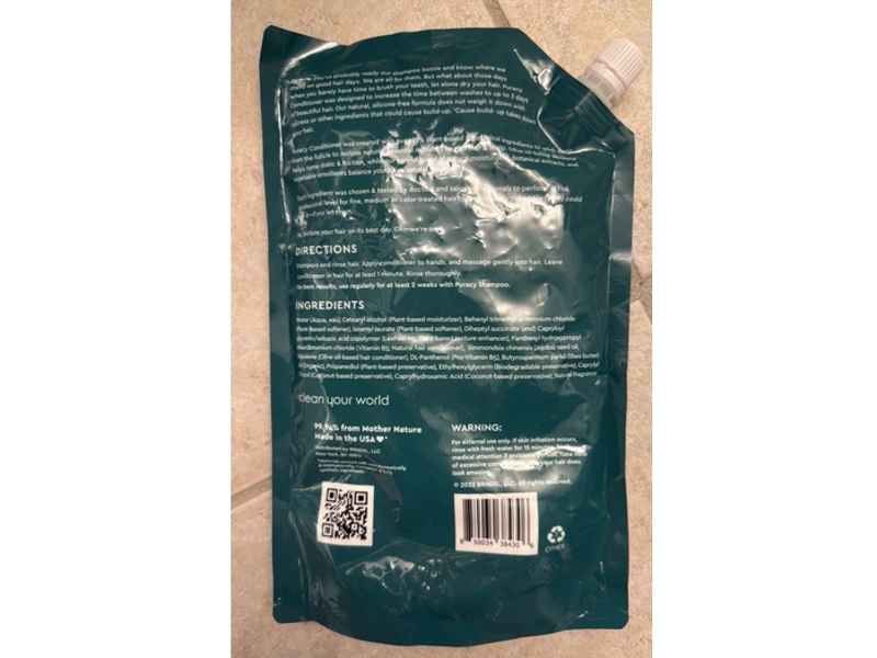 Puracy Conditioner Refill, Citrus + Mint, 48 fl oz/1418 mL