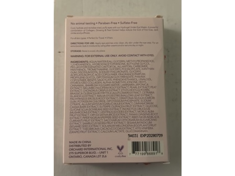 Levitate Beauty Hydrogel Under Eye Mask, Cool & Hydrate, 3 Pairs